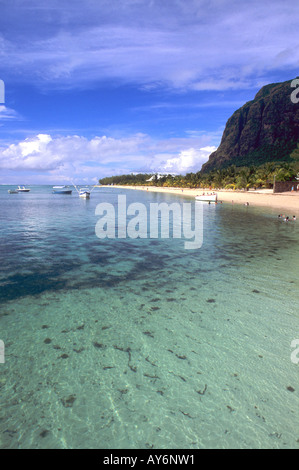 Southwest Coast, Le Morne Brabant, seashore, rock Stock Photo