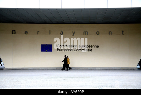 Entrance to Berlaymont EC headquarters building in Brussels Stock Photo