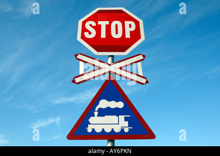 railway crossing stop sign at knysna train station knysna garden route western cape province south africa Stock Photo