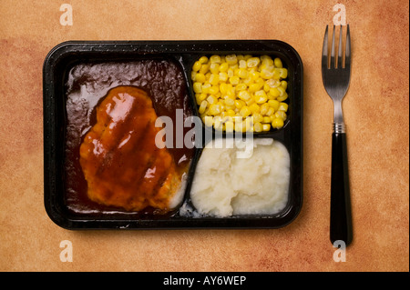 TV dinner with fork Stock Photo