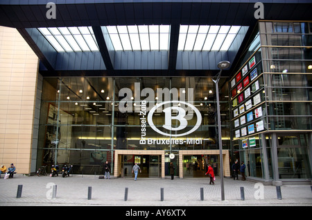 Main entrance to Midi railway station in Brussels Stock Photo