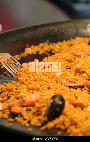 Paella Cooking on a market in Provence, France Stock Photo