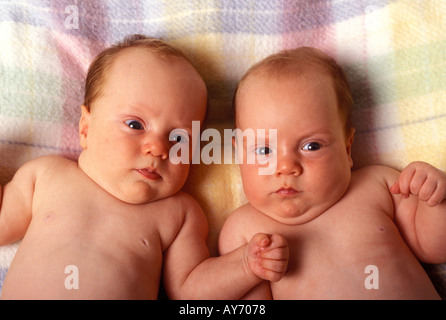 Pair of twin boy babies Stock Photo