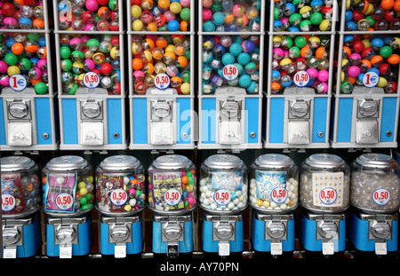 Row of sweet machines Stock Photo