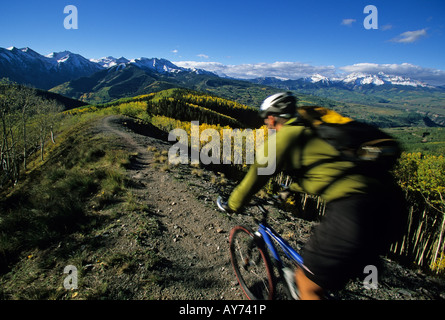 man mountain biking near telluride colorado Stock Photo