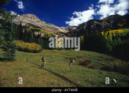 man mountain biking near telluride colorado Stock Photo