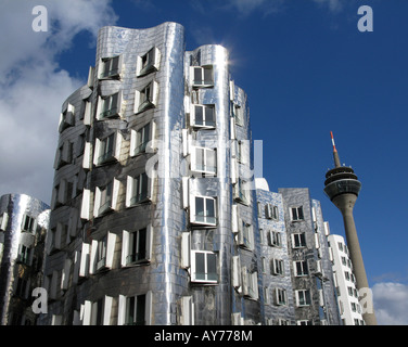 Frank Gehry Building in Düsseldorf's Medienhafen, Düsseldorf, Germany, Europe Stock Photo