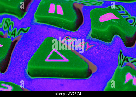 Play Button on Remote Control Stock Photo