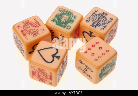 poker dice on white background Stock Photo