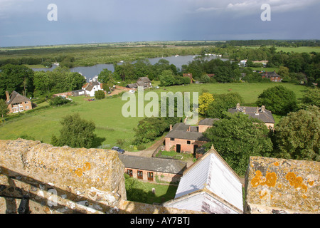 UK Norfolk Broads Ranworth view of Ranworth Broad from church tower Stock Photo