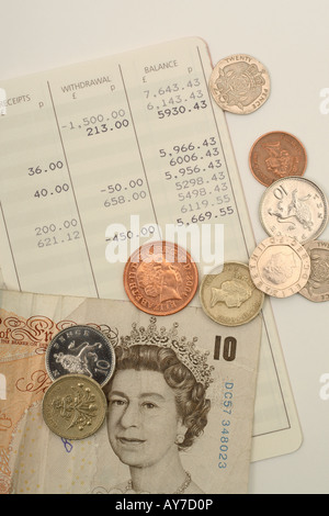 Savings account book building society money cash coin deposit Stock Photo