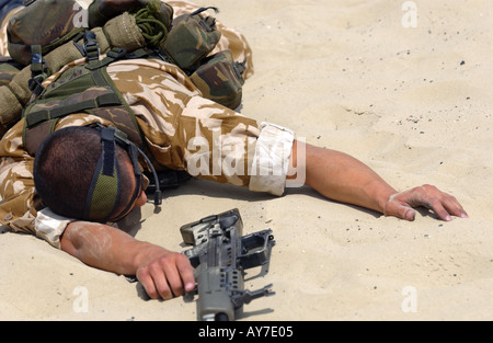 Royal Marine soldiers practice a beach assault in Britain UK Stock Photo