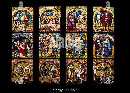 Stained Glass Windows, Bern Münster, Zurich, Switzerland Stock Photo