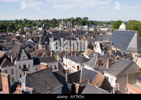 aerial view on the town of Amboise from the castle Stock Photo
