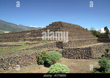 The pyramid complex and details from museum in the town of Guimar on ...