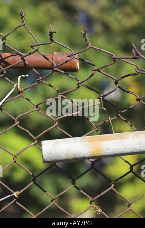 old fence posts almost connected Stock Photo