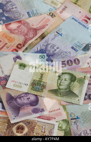 Variety Of Asian Countries Currencies In Studio Stock Photo