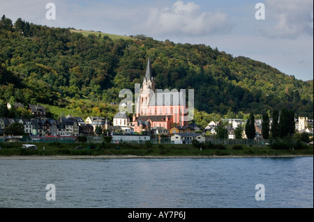 Oberwesel Liebfrauenkirche romantic middle Rhine valley Germany Stock Photo