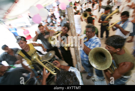 A gypsy wedding in Bulgaria goes with traditional music and lots of alcahol Parties continue for 3 days Stock Photo