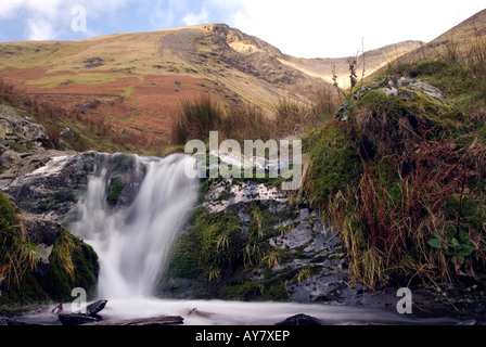 waterfall at the foot of Blanecathra saddle back mountain peak Lake District National Park Cumbria for sale UK England UK Stock Photo