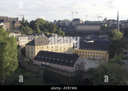 View over the Neumunster Abbey to the centre of Luxembourg City Stock Photo