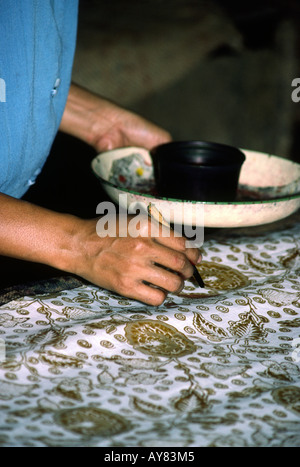 Traditional wax process batik  cloth with peacock from Sri 