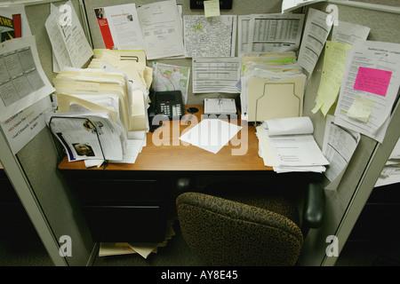 Messy cubicle in highrise office building Stock Photo: 1805893 - Alamy