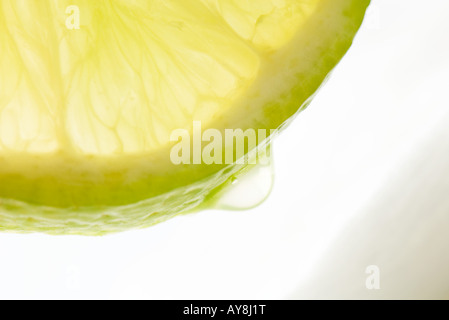 Juicy lemon slice, extreme close-up,  cropped Stock Photo