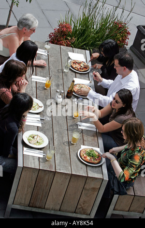 Dining in open air Federation Square Melbourne Victoria Australia Stock Photo