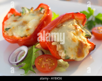 stuffed, baked red peppers Stock Photo