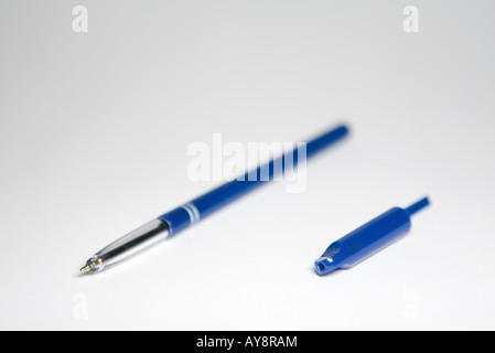 Ballpoint pen with cap removed, close-up Stock Photo