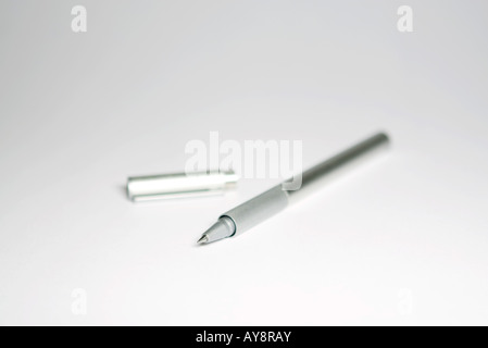 Ballpoint pen with cap removed, close-up Stock Photo