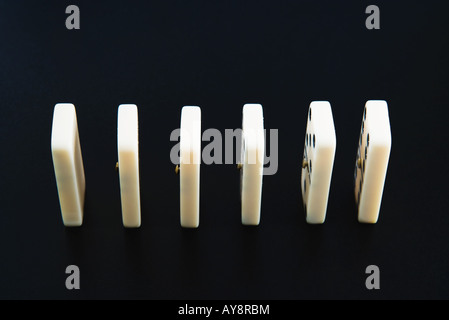 Dominoes in a row, close-up Stock Photo
