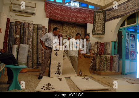 Carpet manufacture shop in Kairouan, Tunisia Stock Photo