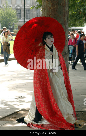 Street performer at Jubilee Gardens in London, UK Stock Photo