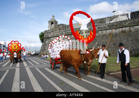 Holy Spirit festivities in Ponta Delgada. Sao Miguel island, Azores islands, Portugal. Stock Photo