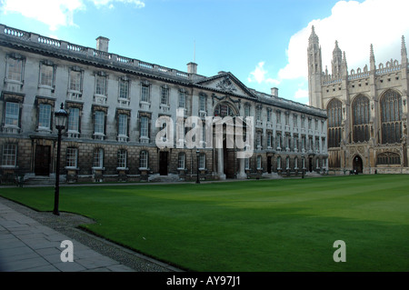 East facade of Gibbs Building in King's College, view from Front Court, Cambrige UK Stock Photo