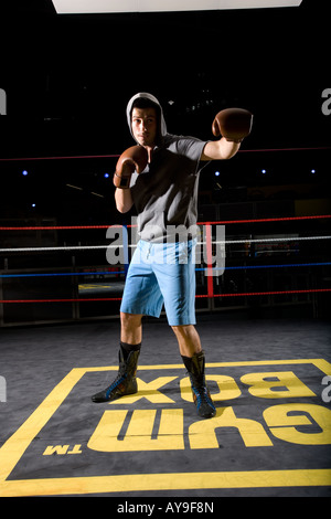 Boxer training in boxing ring Stock Photo