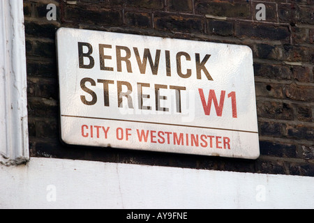 berwick street sign street london england Stock Photo