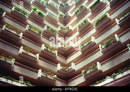 Corner abstract of an architectural interior of building, The Fairmont Acapulco Princess Hotel Resort interior Stock Photo