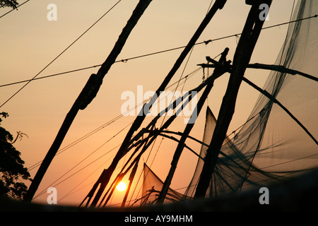 Chinise net at kochi-sunset time Stock Photo