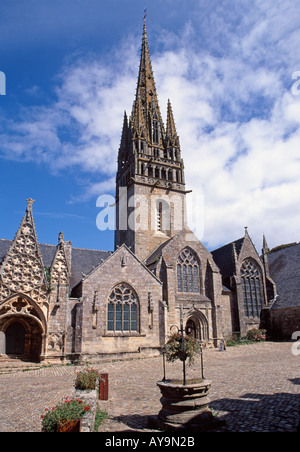 Medieval Church of Notre Dame de Roscudon in the Breton village of Pont Croix Stock Photo