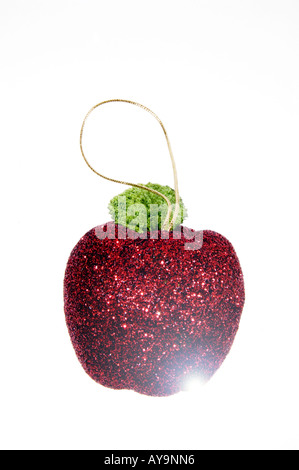 Wine Red apple-shaped Christmas tree decoration Stock Photo