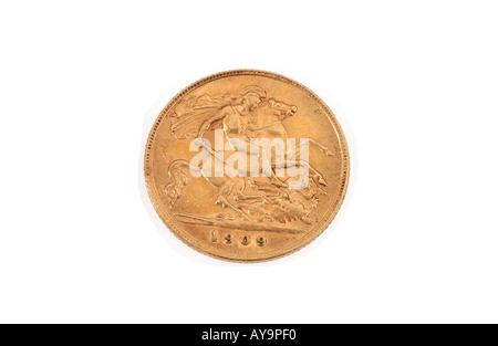 1909 Gold 1/2 Sovereign coin Stock Photo