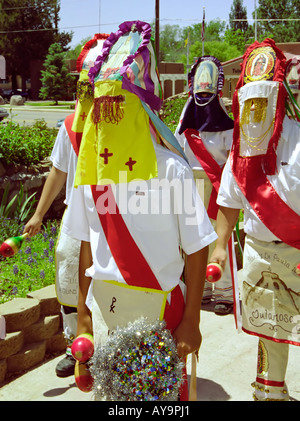 A unique blending of religions and cultures during fiesta, at Saint Francis de Paula Mission in Tularosa, New Mexico. Stock Photo