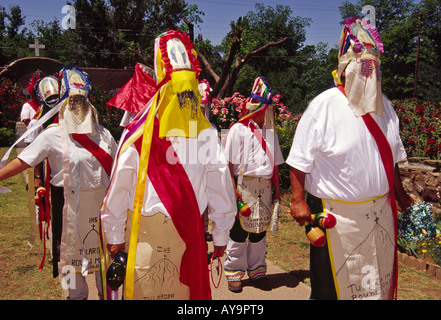 Unique blending of religions and cultures during fiesta, at Saint Francis de Paula Mission in Tularosa, New Mexico. Stock Photo