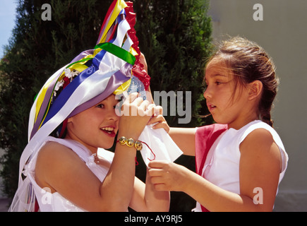 A unique blending of religions and cultures takes place at fiesta in Tularosa, New Mexico. Stock Photo