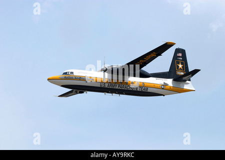 The FH227 aircraft of the US army Golden knights parachute display team Stock Photo