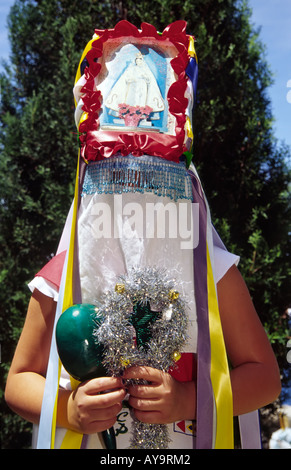 Unique blending of religions and cultures takes place at fiesta in Tularosa, New Mexico. Stock Photo