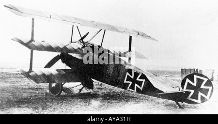 Red Baron Fokker DrI Triplane flown by Manfred von Richtofen in March 1918 one month before his death Stock Photo